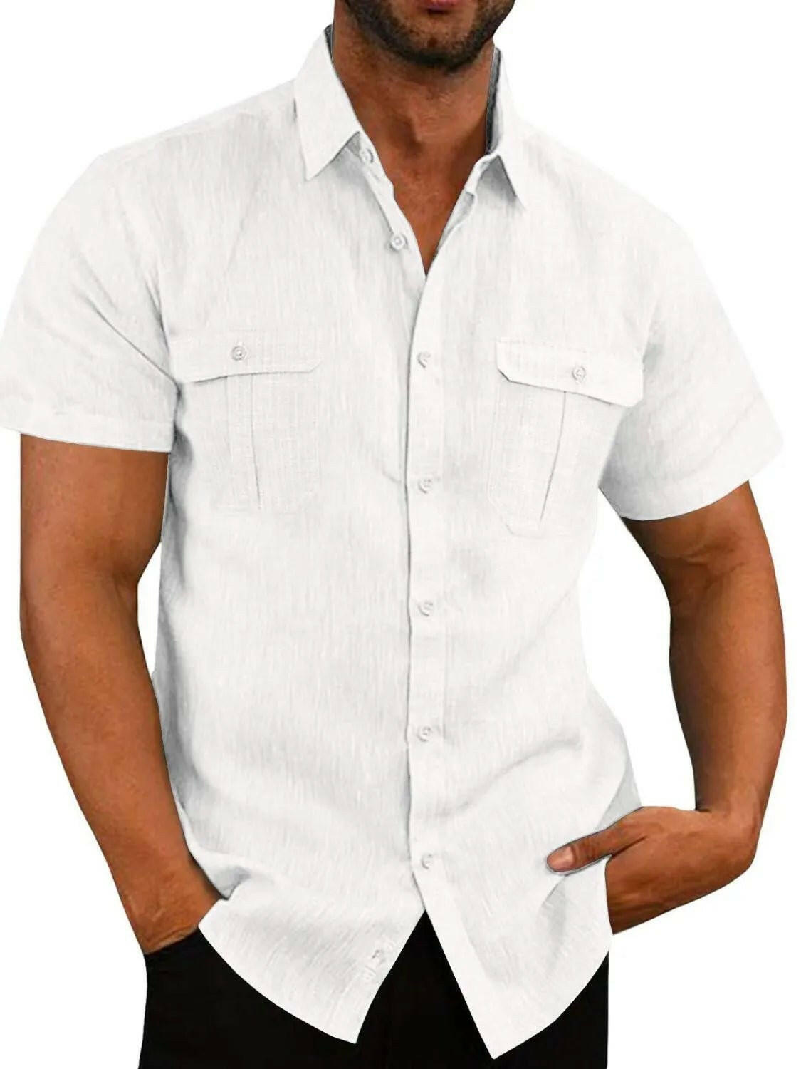 Collared Neck Short Sleeve Shirt.
