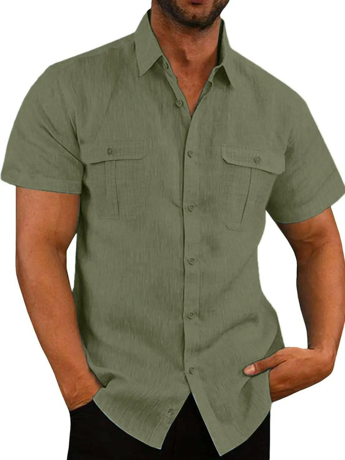 Collared Neck Short Sleeve Shirt.