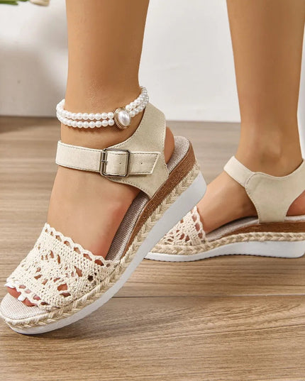 Comfort Peep Toe Wedge Sandals.