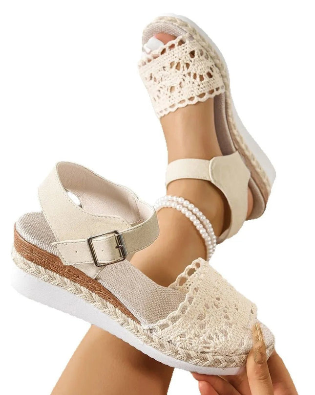 Comfort Peep Toe Wedge Sandals.