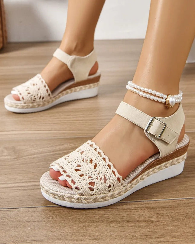 Comfort Peep Toe Wedge Sandals.