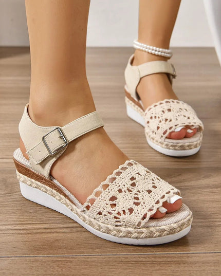 Comfort Peep Toe Wedge Sandals.