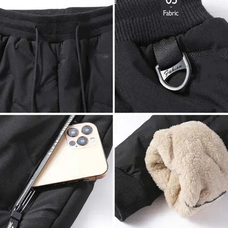 Cotton Pants Men Winter Lambswool Padded Thickened.