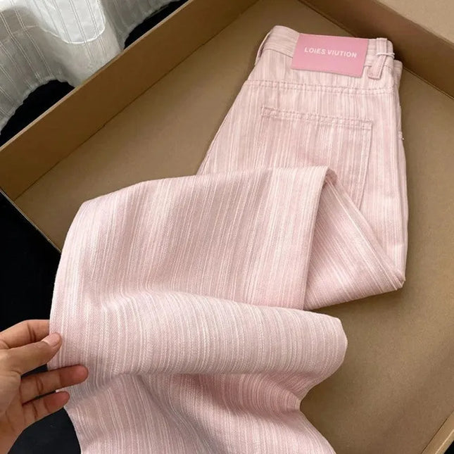 High waisted striped wide leg Jeans.