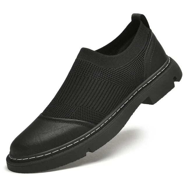 Resistant Black Leather Loafers