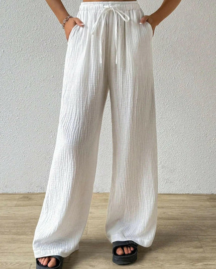 Drawstring Wide Leg Pants.