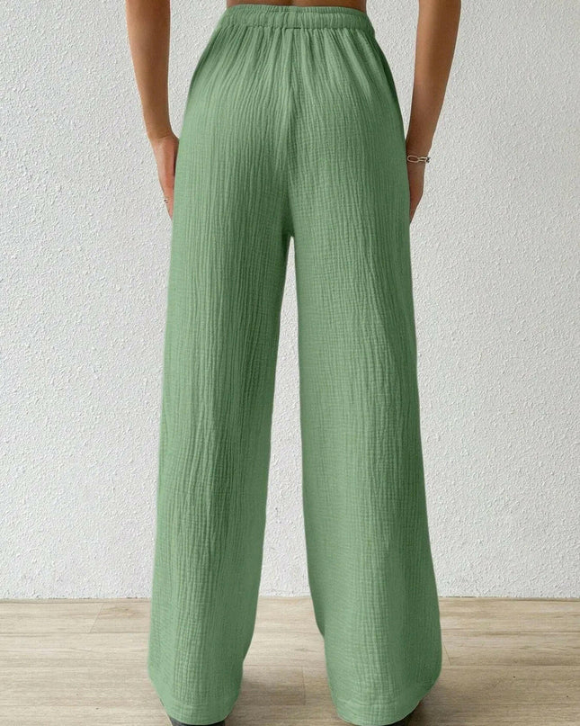 Drawstring Wide Leg Pants.