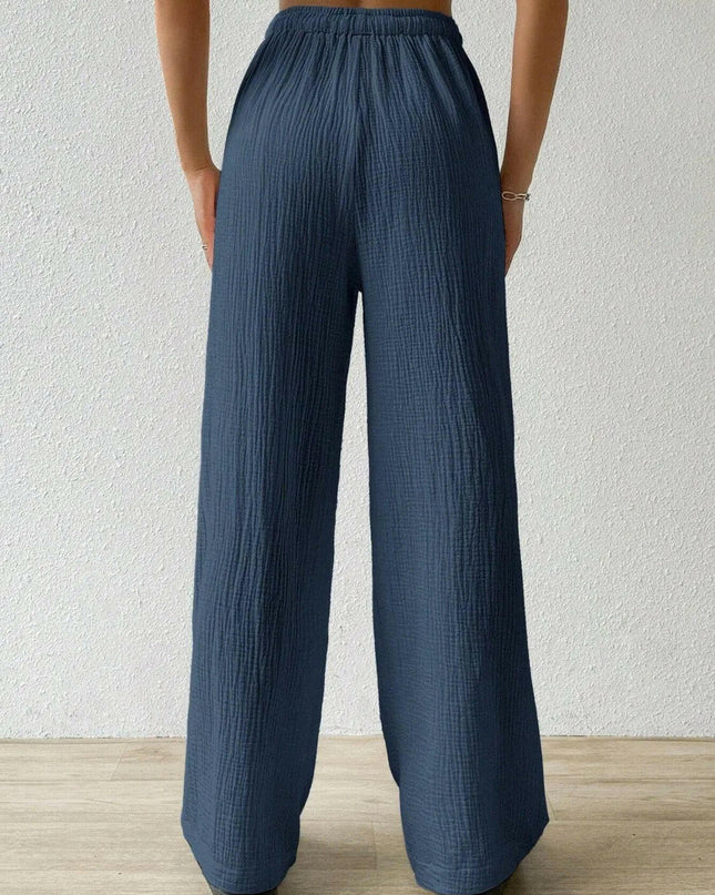 Drawstring Wide Leg Pants.