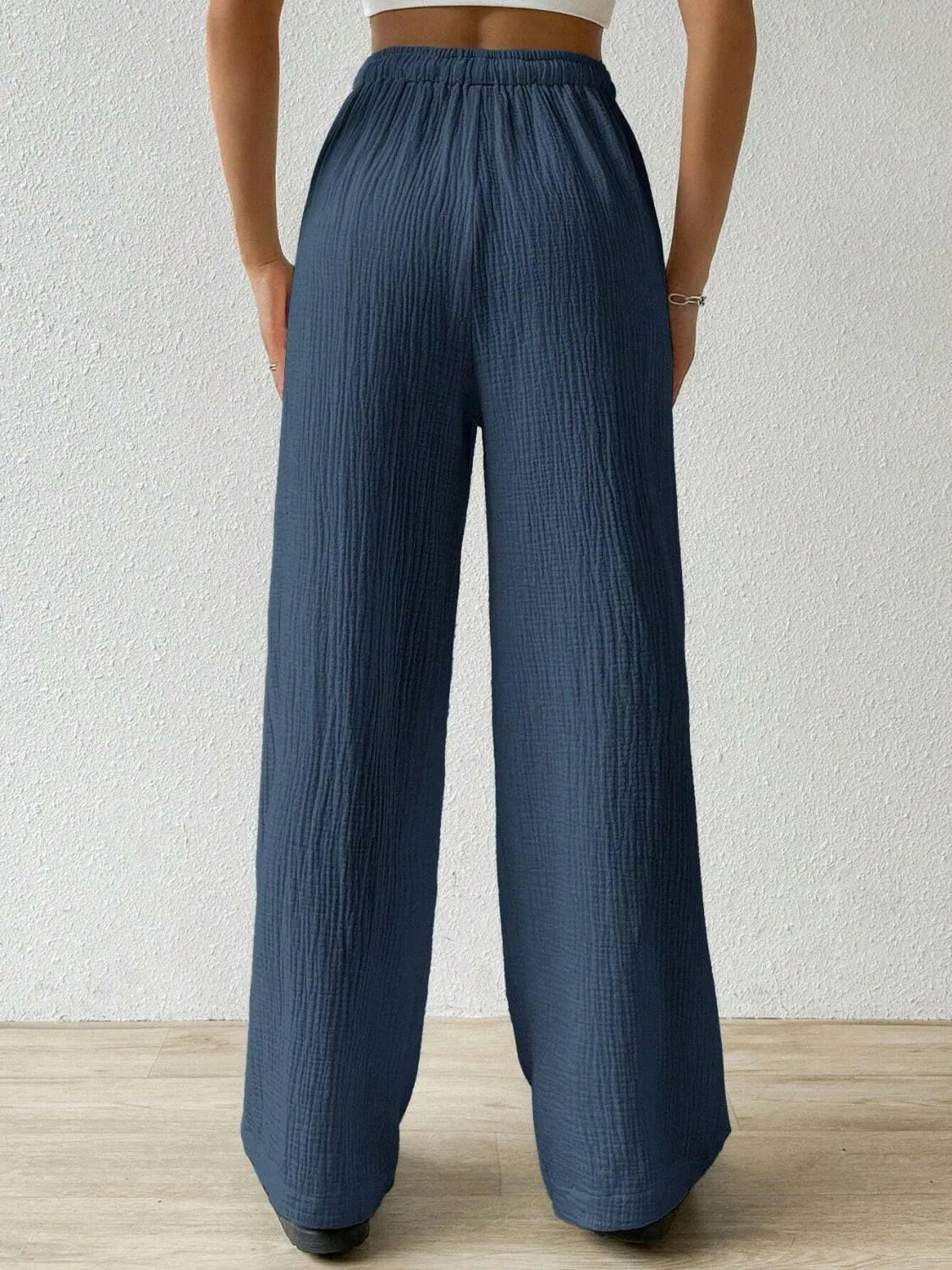 Drawstring Wide Leg Pants.