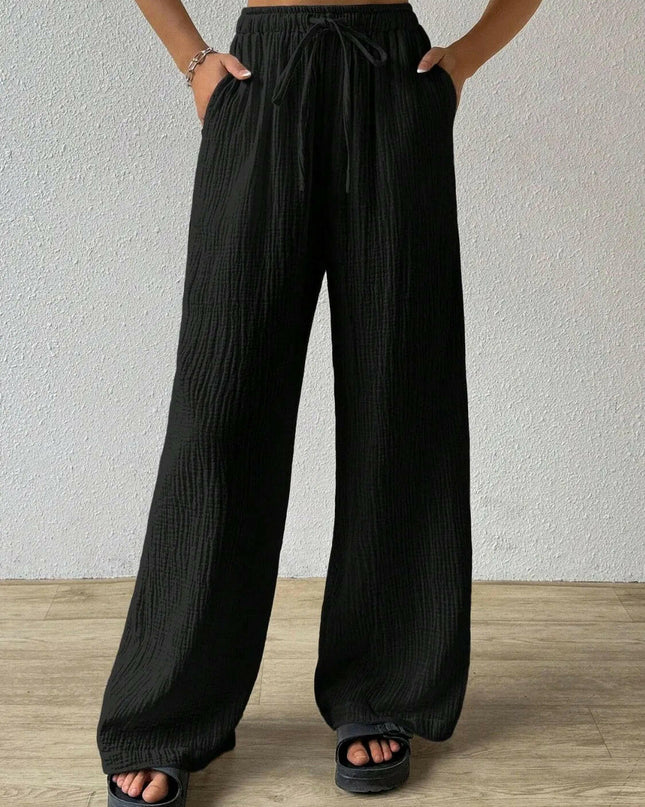 Drawstring Wide Leg Pants.
