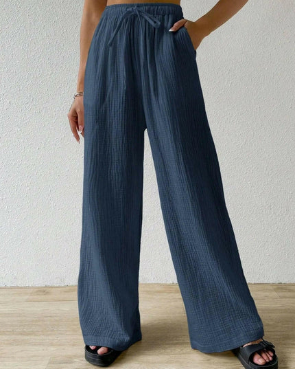 Drawstring Wide Leg Pants.