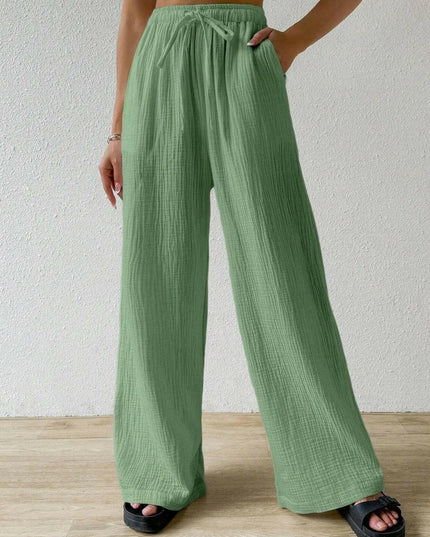 Drawstring Wide Leg Pants.
