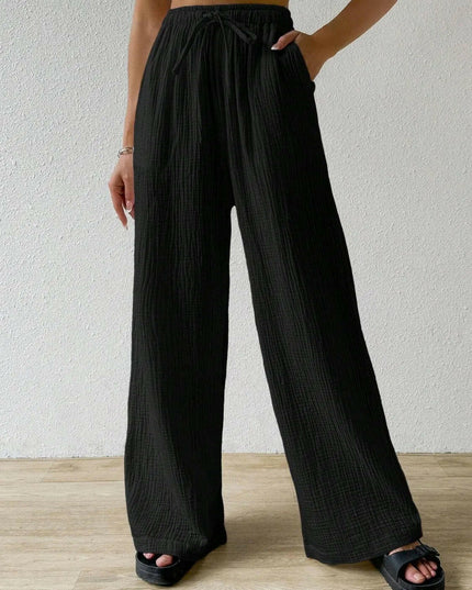 Drawstring Wide Leg Pants.