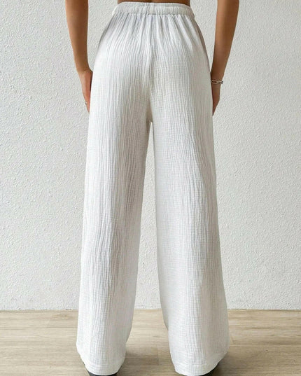 Drawstring Wide Leg Pants.