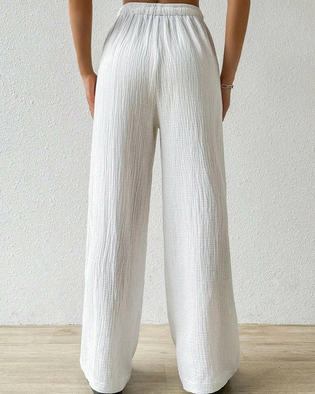 Drawstring Wide Leg Pants.