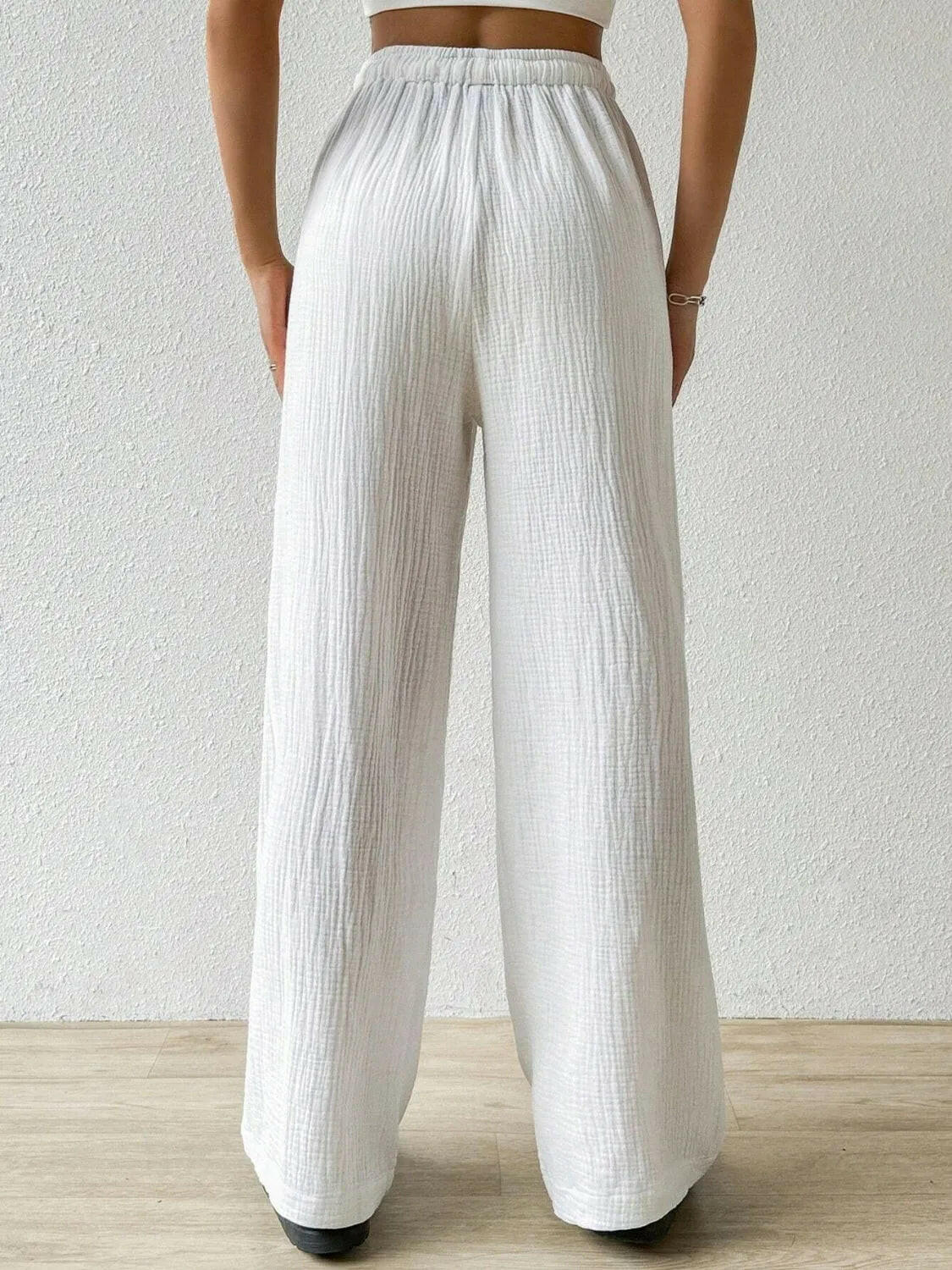 Drawstring Wide Leg Pants.