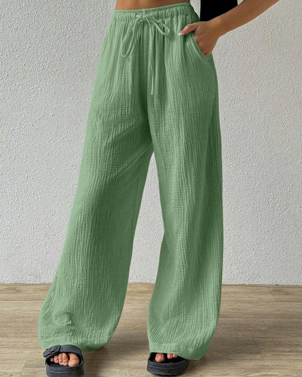 Drawstring Wide Leg Pants.