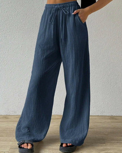 Drawstring Wide Leg Pants.
