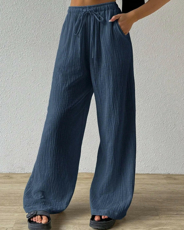 Drawstring Wide Leg Pants.
