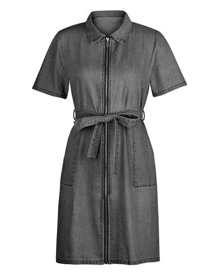 Black dress with a zipper on a white background