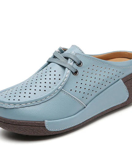 Plus Size Leather Wedge Slippers.