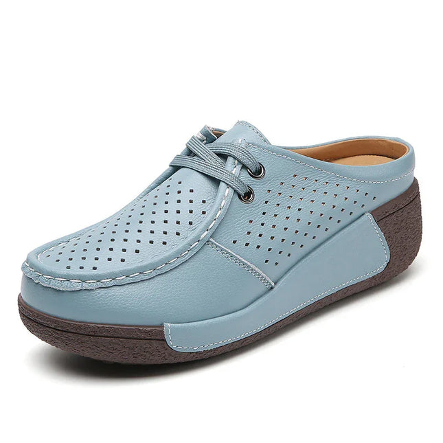 Plus Size Leather Wedge Slippers.