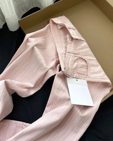 High waisted striped wide leg Jeans.