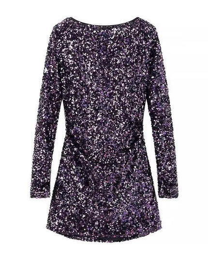 Elegant French Retro Sequin Backless Dress.