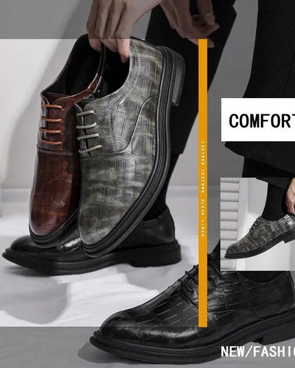 Elegant Height Increasing Leather Shoes.