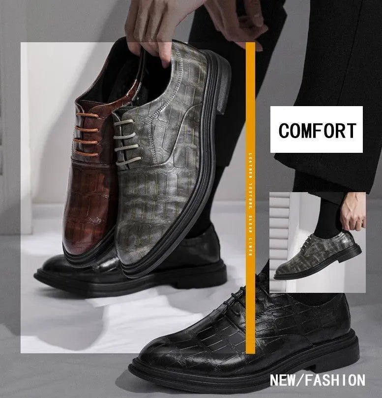 Elegant Height Increasing Leather Shoes.
