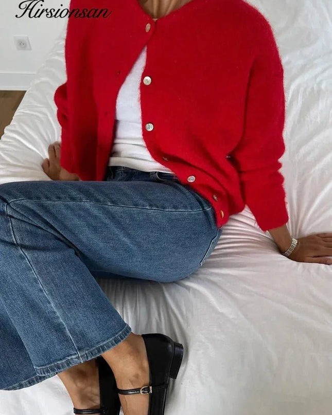 Elegant Long Sleeve Casual Cardigan Soft Cashmere Knitted.