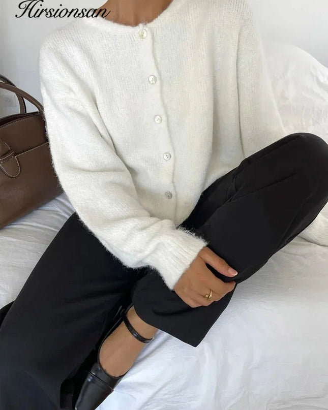 Elegant Long Sleeve Casual Cardigan Soft Cashmere Knitted.