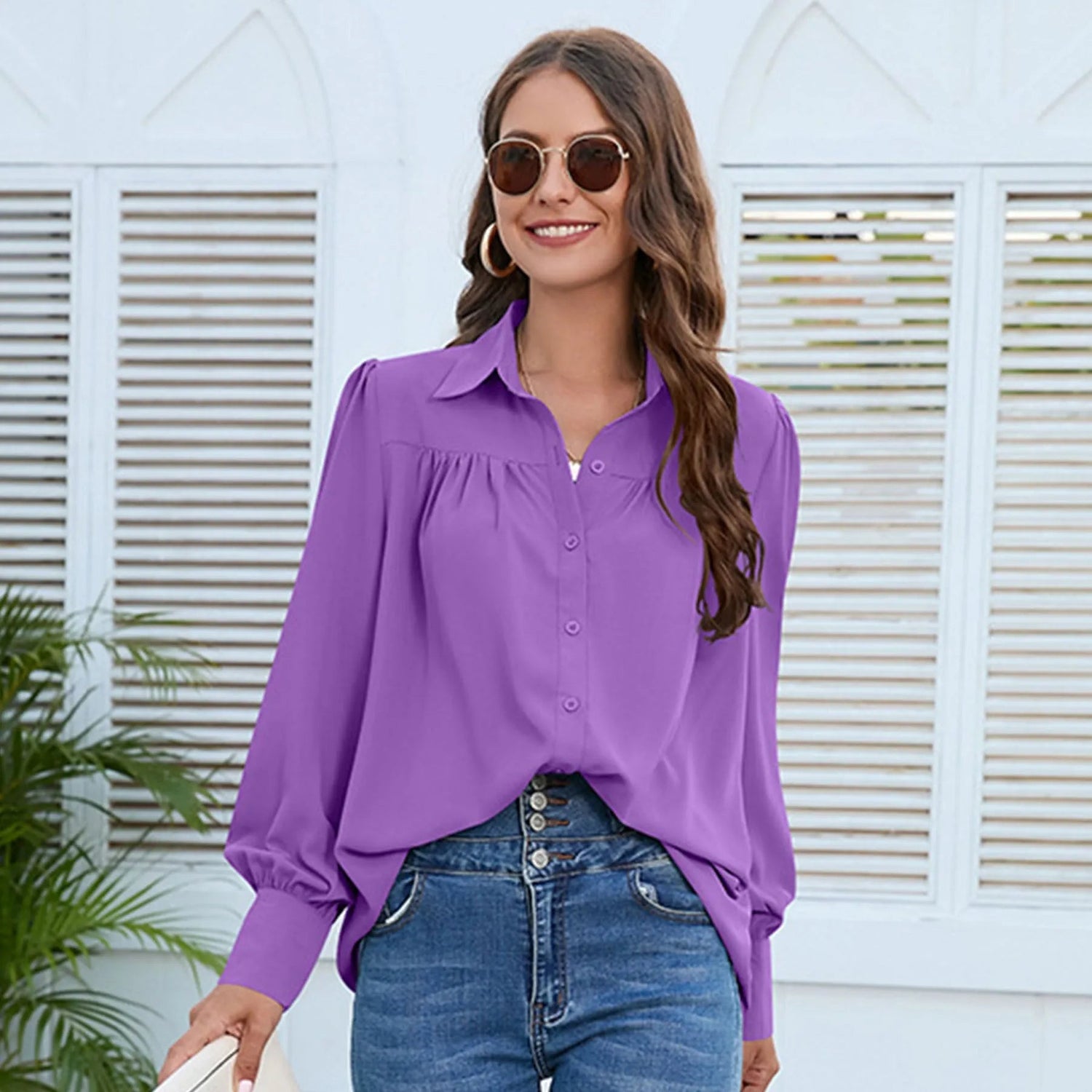 Elegant Pleated Chiffon Blouse.