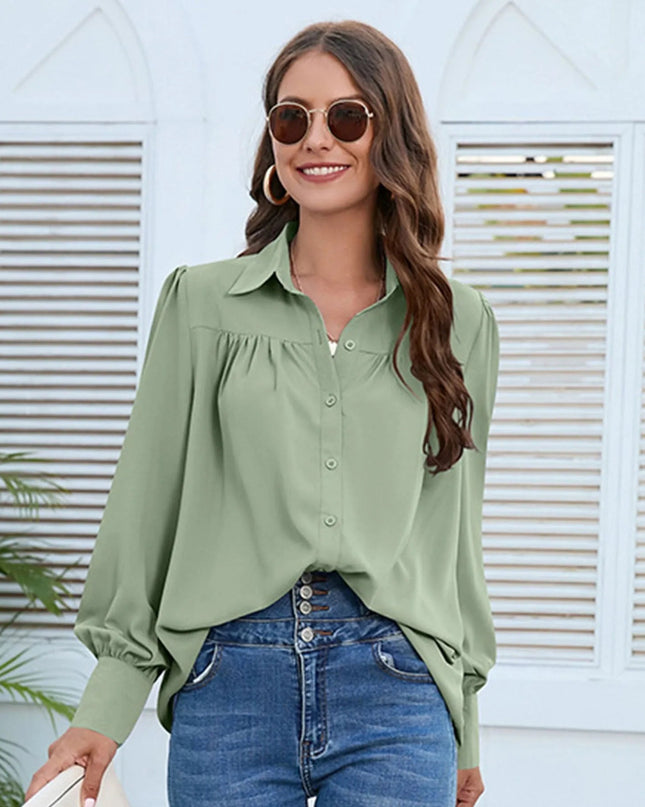 Elegant Pleated Chiffon Blouse.