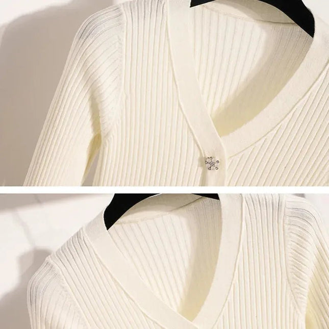 Elegant Solid Knitted Sweater Long Dresses.