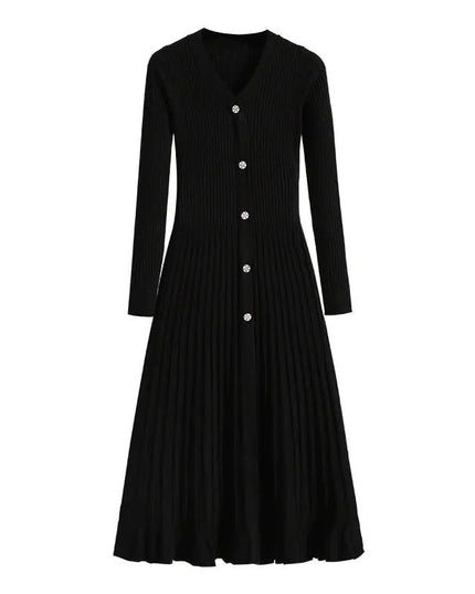 Elegant Solid Knitted Sweater Long Dresses.