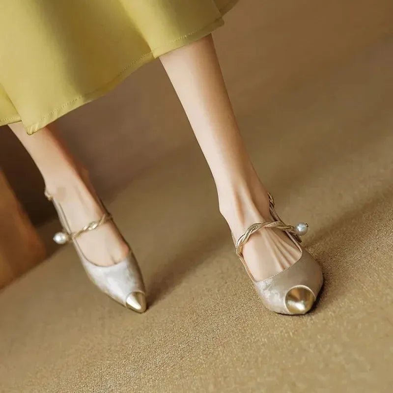 Elegant Summer Pearl Stiletto Sandals.