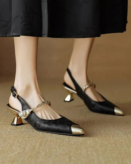 Elegant Summer Pearl Stiletto Sandals.