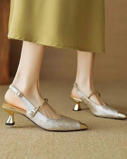 Elegant Summer Pearl Stiletto Sandals.