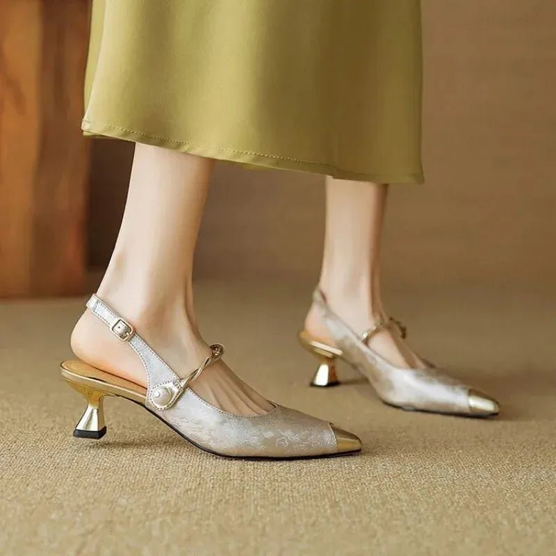 Elegant Summer Pearl Stiletto Sandals.