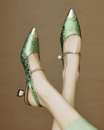 Elegant Summer Pearl Stiletto Sandals.