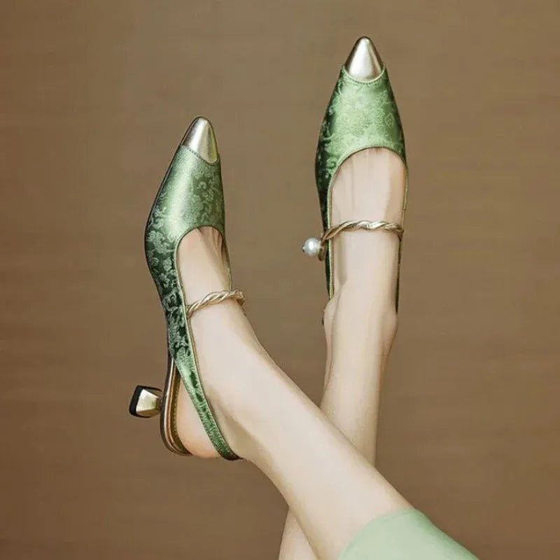 Elegant Summer Pearl Stiletto Sandals.