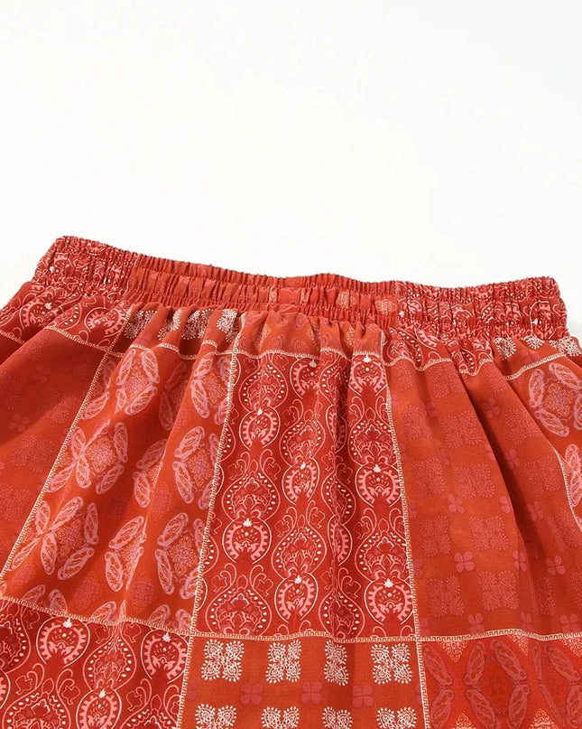 Floral Drawstring Midi Skirt.