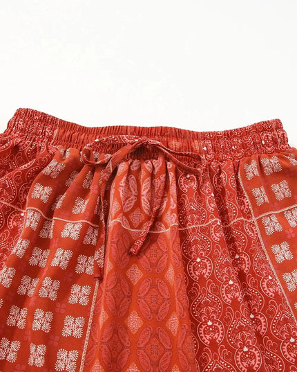 Floral Drawstring Midi Skirt.