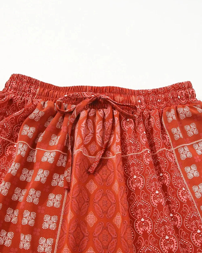 Floral Drawstring Midi Skirt.