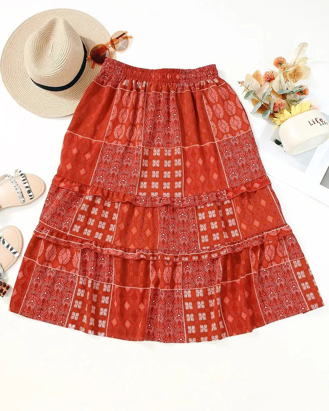 Floral Drawstring Midi Skirt.