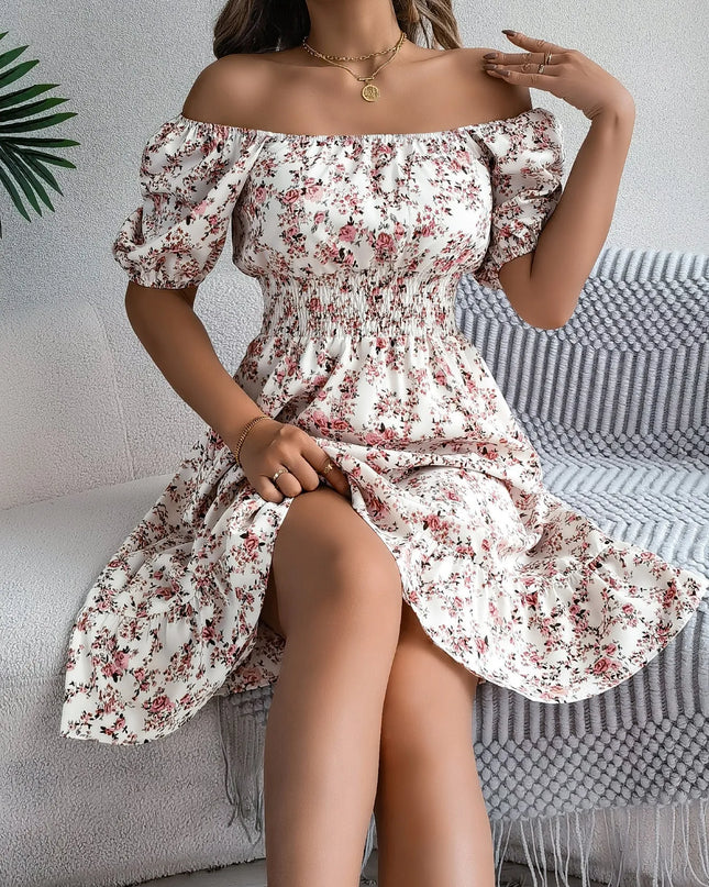 Floral Ruffle Summer Dress – Square Neck & Feminine Style.