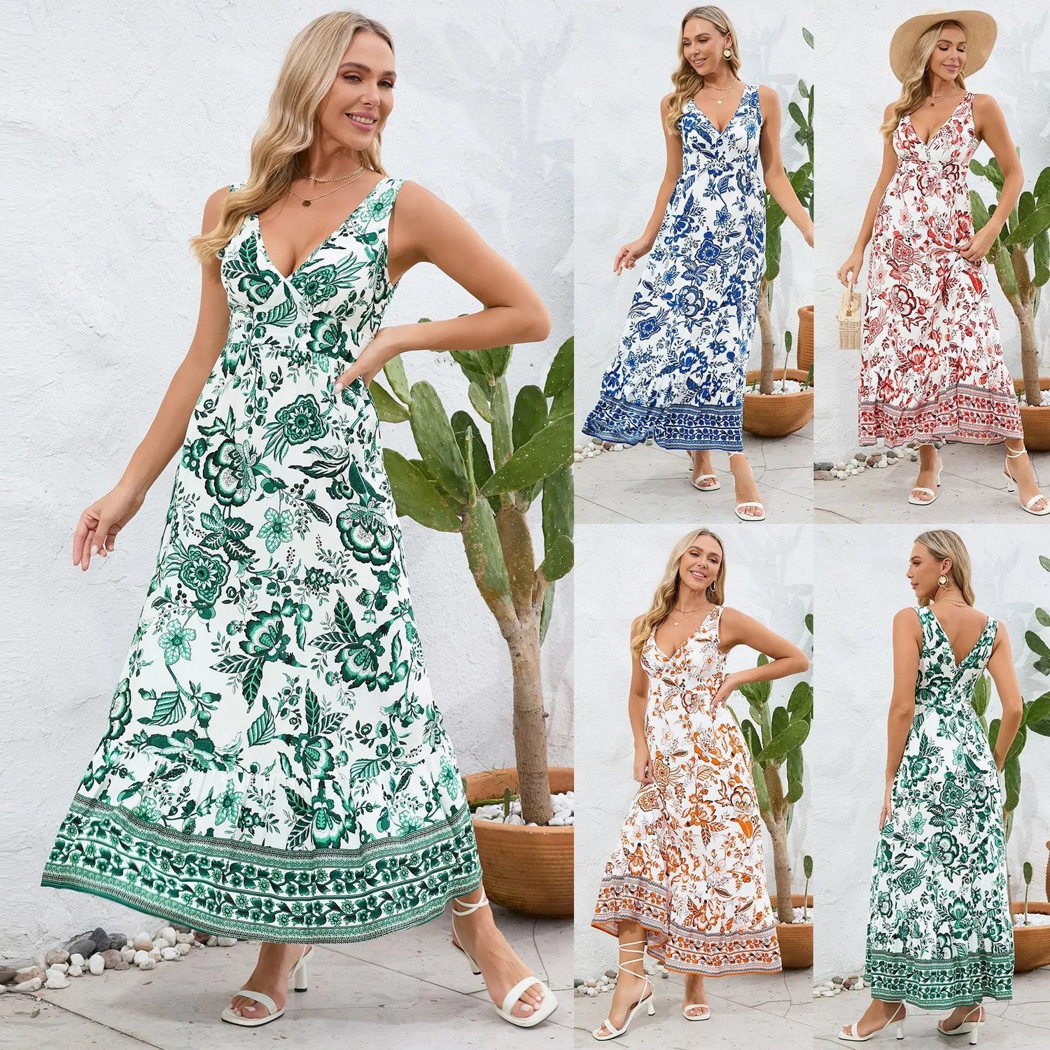 Floral V-Neck Maxi Dress for a Chic & Sexy Look.