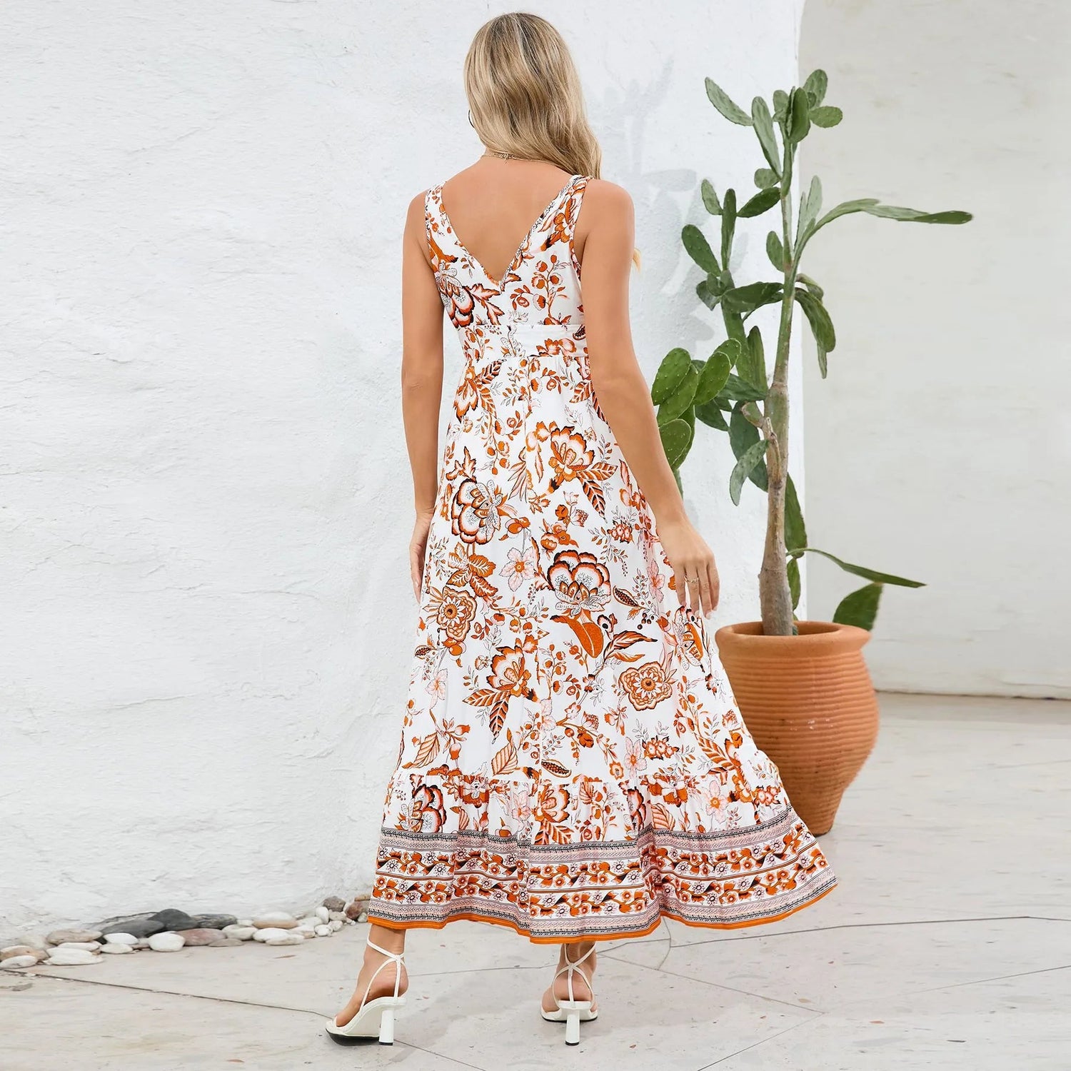 Floral V-Neck Maxi Dress for a Chic & Sexy Look.