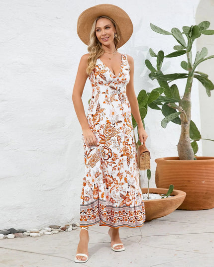 Floral V-Neck Maxi Dress for a Chic & Sexy Look.